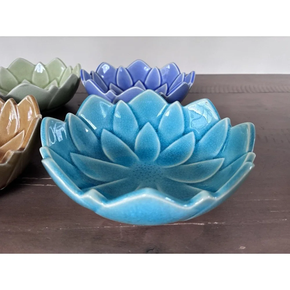 Vintage Set of Lotus Flower Bowls Made in Japan (4)